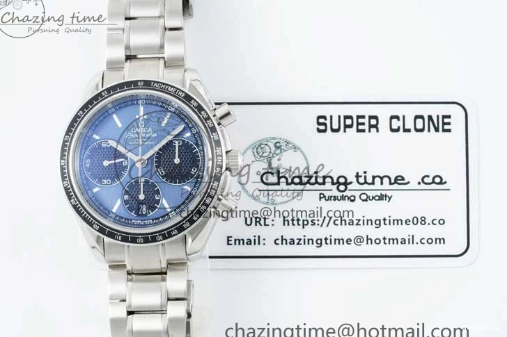 1222 UrbanChic Speedmaster Racing Master SS HKF Best Edition Blue Black Dial on SS Bracelet A 7808